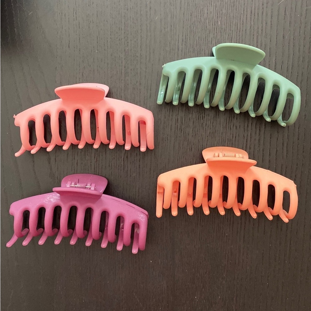 4 Pack - 4 Inch Large Hair Claw Clips Nonslip PINK, GREEN, ORANGE, PURPLE​